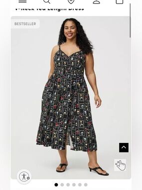 Torrid framed floral print v-neck tea length 0 NWT